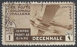 1933 EMISSIONI GENERALI USATO DECENNALE POSTA AEREA 1 LIRA - RR11151 - Amtliche Ausgaben