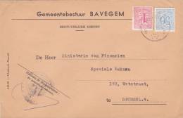 854+859 Op Brief GEMEENTEBESTUUR BAVEGEM (Administration Communale) (voorkeurtarief / TARIF PREFERENTIEL) - 1951-1975 Heraldischer Löwe (Lion Héraldique)