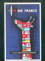 CPSM Publicitaire AIR FRANCE - Le Plus Grand Réseau Aérien Du Monde - Ill. SAVIGNAC  (girafe Drapeaux Avion Aviation ) - Savignac