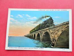 Express Train Crossing Famous Long Key Viaduct  Vintage Wb=== ====  Ref 762 - Key West & The Keys