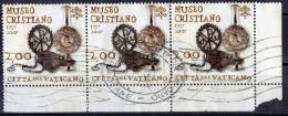 Vatican 2007 Museo Cristiano 2 Euros Strip Of 3 Used - Oblitérés