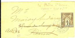 LTR7 - BJ SAGE 1c  OBL.ENCRE BLEU LA PLAINE ST DENIS 5/9/1893 - Bandas Para Periodicos