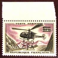 Reunion - 1961 Y&T PA 60 Alouette 500CFA Sur 10.00F Neuf** Avec Marge - TTB - Cote: 18 Euros - Poste Aérienne