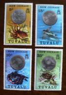 TUVALU Tortue + Monaie+ Faune Marine(Yvert N° 19/22) Neuf Sans Charniere. MNH - Tortues