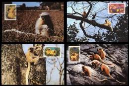 Bhutan WWF Golden Langur 4x Maxicards 1984 Fauna Monkey Monkeys MC - Cartoline Maximum