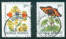 Norwegen  1993  Freimarken - Schmetterlinge  (2 Gest. (used) Kpl. )  Mi: 1114-15 (0,40 EUR) - Used Stamps