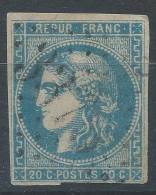 Lot N°21242   Variété/n°45, Oblit GC 3375 SENNECEY(70), Ind4, Griffe Blanche Perles SUD OUEST - 1870 Bordeaux Printing