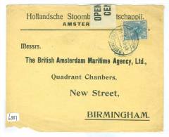 CENSUUR * BRIEFOMSLAG Uit 1914 NVPH 63 Van AMSTERDAM Naar BIRMINGHAM (6887) - Storia Postale