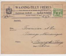 LETTRE COVER, PAYS BAS 1927, WAANING-TILLY FRERES HARLEM Pour FRANCE /2920. - Storia Postale