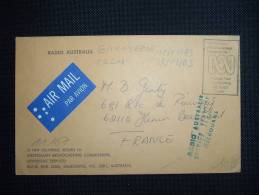 LETTRE CACHET AUSTRALIAN BROADCASTING COMMISSION Postage Paid MELBOURNE + GRIFFE RADIO AUSTRALIE SERVICE FRANCAIS MELBOU - Storia Postale