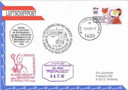 0429. Tarjeta Luftschiffpost WIEN (Austria) 1992. Vereinten Nationen - Lettres & Documents