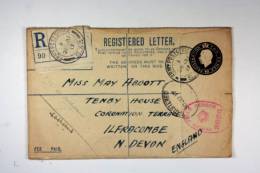 UK:   Registered Military Cover 1917, Army Postoffice To Ilfracombe Devon - Entiers Postaux