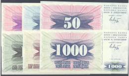 Bosnia & Herzegovina Republica Srpska BILLS YEAR-SET 1-7-1992 UNCIRCULAR ** - Bosnie-Herzegovine