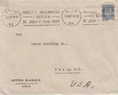 Norway Cover Scott #122 Facit #116 30o Posthorn, Blue Posted Oslo 5 VIII 27 To USA - Brieven En Documenten