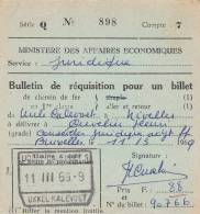 Stempel UCCLE-CALEVOET 1 Op "Vordering Voor Een Spoorkaartje / Bulletin De Réquisition Pour Un Billet De Chemin De Fer" - Other & Unclassified