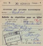 WAREMME Op "Vordering Voor Een Spoorkaartje / Bulletin De Réquisition Pour Un Billet De Chemin De Fer" - Other & Unclassified