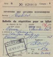 WAREMME Op "Vordering Voor Een Spoorkaartje / Bulletin De Réquisition Pour Un Billet De Chemin De Fer" - Otros & Sin Clasificación