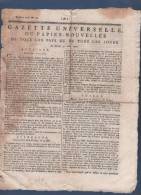GAZETTE UNIVERSELLE OU PAPIER NOUVELLES 30 04 1792 - LIEGE - LAUSANNE BERNE - METZ - BELGES - LA FAYETTE ROBESPIERRE - Kranten Voor 1800
