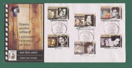 INDIA 2011 - LEGENDARY HEROINES OF INDIA - 6V CACHET FDC - INDIAN ACTORESS , MOVIESTAR , CINEMA  - AS SCAN - Brieven En Documenten