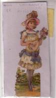 Fantaisie Découpi - Chromo Jeune Fille Avec Chapeau Jouant De La Mandoline Avec Bouquet De Fleurs - Kinderen