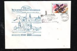 MOUNTAIN, CACHET ON COVER, ORCHID STAMP, 1990, SINPETRU,ROMANIA - Marcophilie