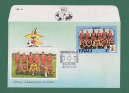 TUVALU 1986 - WORLD CUP MEXICO 86 - FDC - CANADA , FOOTBALL , SOCCER TEAM , PLAYERS , MAP , FIFA - AS SCAN - 1986 – Mexiko