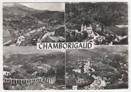 CPSM MULTIVUES EN AVION AU DESSUS DE CHAMBORIGAUD, VUE GENERALE AERIENNE, LE CHATEAU DE MONTJOYE, LE VIADUC, GARD 30 - Chamborigaud