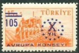 1959 TURKEY SURCHARGED COMMEMORATIVE STAMP FOR THE 10TH ANNIVERSARY OF THE COUNCIL OF EUROPE MNH ** - European Community