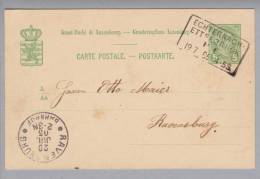 Heimat Luxemburg Bahn-O Echternach-Ettelbruck 1905-07-19 Auf Ganzsache - Entiers Postaux