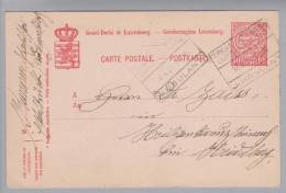 Heimat Luxemburg Bahn-O Troisvierges-Luxemburg Auf 10Cent Ganzsache Nach DE - Entiers Postaux