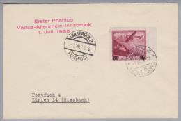 Liechtenstein 1935-07-01 Erst-Postflug Vaduz-Altenrhein-Innsbruck - Poste Aérienne