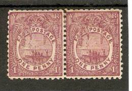 FIJI 1896 1d ROSY MAUVE IN MOUNTED MINT PAIR SG 101PERF 11 X 11¾  Cat £22 - Fiji (...-1970)