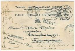 Carte Postale De Service  Charleroy 1921 Vers Frasnez-Lez-Gosselies 22.II.1921-Partie...  REBUT - Brieven En Documenten