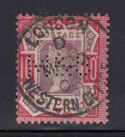 Great Britain Used Scott #121 10p Victoria Perfin: M&S With CDS "London Western Office MR 27 03" - Gezähnt (perforiert)