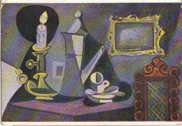 AK KÜNSTLEKARTEN PABLO PICASSO : STILLEBEN IM KERZENLICHT ,EDIT.NOMIS,PARIS.ALBERT LAMPL, Nr.6230.OLD POSTCARD 1949 - Picasso