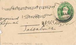 1510. Entero Postal HOZASIMAL (India) 1919 A Jaisalmer - 1911-35 King George V