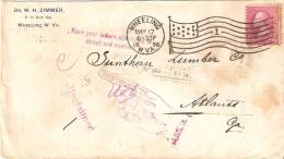 1898 WHEELING  2 Lettres" Retour A L'envoyeur" Dont Une Cachet Mecanique - Storia Postale