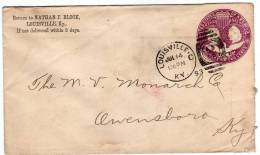 U.S.A: 1893 Entier Postal 2 C   Voyagé De Louisville  Vers Owensborough Cachet D'arrivée Au Dos - ...-1900
