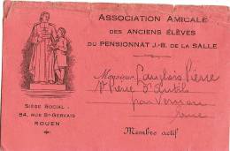 Carte D´association/ Anciens éléves  Du Pensionnat JB De La Salle /Rouen/Seine Inférieure/1932   VP514 - Supplies And Equipment