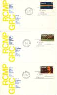 Canada FDC 9-3-1973 Complete Set Of 3 ROYAL CANADIAN MOUNTED POLICE CENTENNIAL On 3 Covers With Cachet - 1971-1980