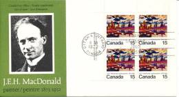 Canada FDC 8-6-1973 In Block Of 4 Painter J. E. H. MacDonald With Cachet - 1971-1980