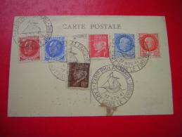 MARCOPHILIE  SUR CARTE POSTALE 4 CACHETS 6 TIMBRES  L´ART DANS LE TIMBRE 27 NOV 41 - Oblitérés