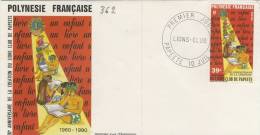 FDC  POLYNÉSIE  1990 TAHITI  # ANNIVERSAIRE CRÉATION LIONS CLUB PAPEETE # LIVRE # ENFANT # - FDC