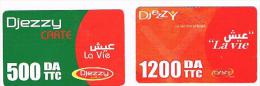 ALGERIA - DJEZZY (RECHARGE GSM)  -  LA VIE: LOT OF 2 DIFFERENT   - USED   RIF.244 - Algeria