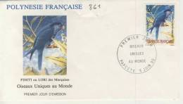 FDC  POLYNÉSIE  1990 TAHITI  # OISEAUX UNIQUES AU MONDE # PIHITI OU LORI DES MARQUISES # FAUNE # - FDC