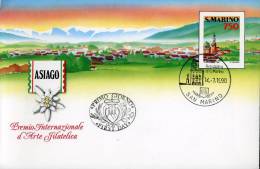 BUSTA POSTALE SAN MARINO ARTE FILATELICA ASIAGO 750 LIRE 1990 FDC - Entiers Postaux