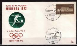 ALLEMAGNE  FDC Cachet  Murnberg 1   JO 1972   Football  Soccer  Fussball - Lettres & Documents