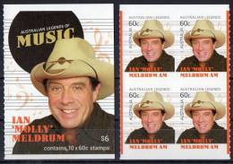 Australia 2013 Legends Of Music - Molly Meldrum Booklet Front With 4 Self-adhesives MNH - Booklets