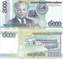 Laos P41, 2000 Kip, Kaysone Phomvihane, Pagoda / Hydroelectic Complex, 2011 $7+CV - Laos