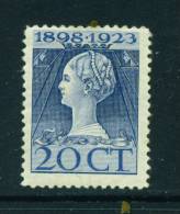 NETHERLANDS  -  1923  Accession Anniversay 20c  Mounted Mint - Ungebraucht